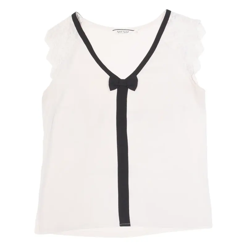 NAF NAF Bow Tie Womens Vest Pink V-Neck Sleeveless M