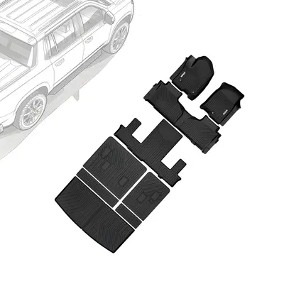 Floor Mats for Chevrolet Tahoe/GMC Yukon 2021-2025 w/ 7-Seat, Custom Fit TPE All Weather Trunk Mat with Backrest for Chevy Ta...