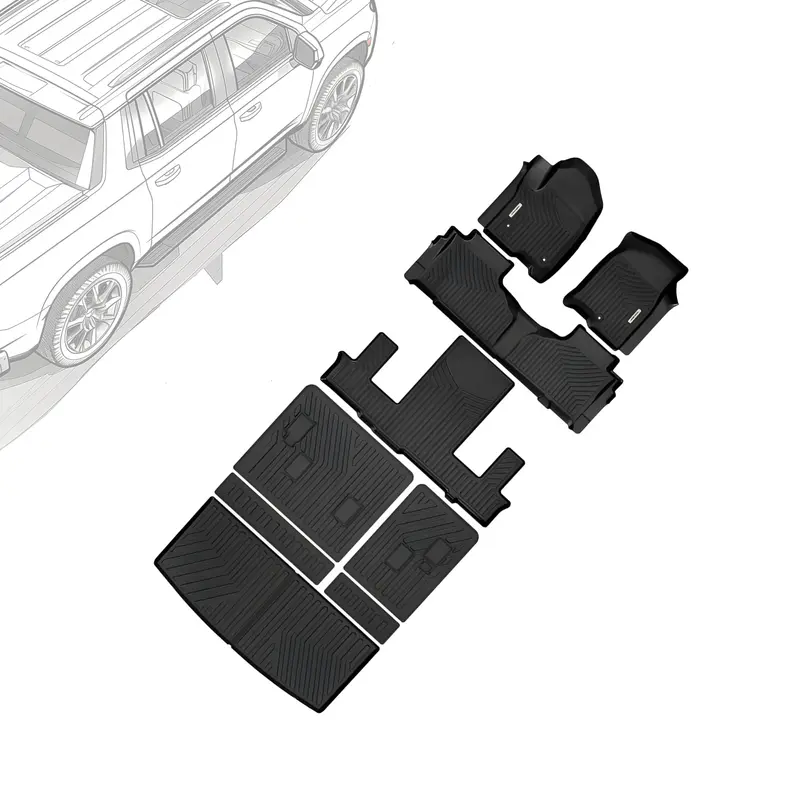 Floor Mats for Chevrolet Tahoe/GMC Yukon 2021-2025 w/ 7-Seat, Custom Fit TPE All Weather Trunk Mat with Backrest for Chevy Ta...