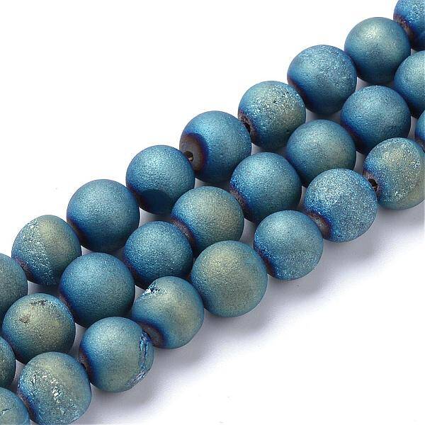 Electroplated Natural Druzy Geode Agate Bead Strands