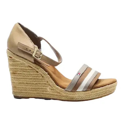 TOMMY HILFIGER Wedge Heels Beige Leather Womens UK 2