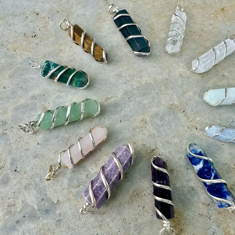 Spiral Gemstone Pendant - Natural Crystal Pendant