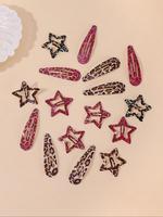 Leopard Pattern Star Shaped Hair Clips, Cute Hair Accessories for Women & Girls, Y2k Style Hijab Hair Clips for Daily Wear