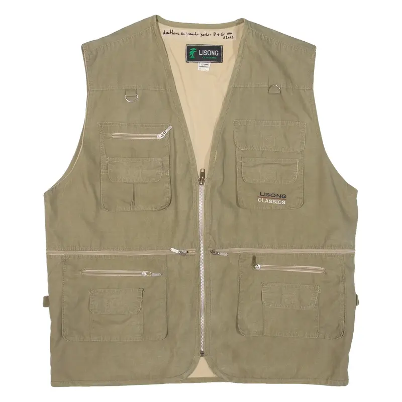 LISONG CLASSICS Utility Mens Gilet Green L