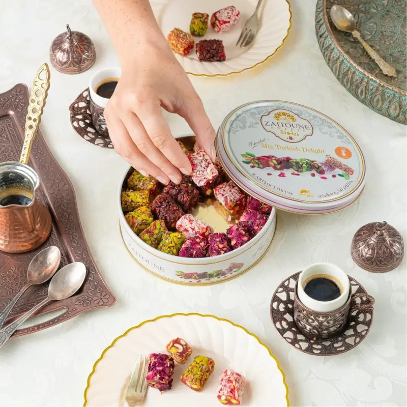 Zaitoune Turkish Delight Lokum – 250g | 3 Flavors: Pistachio, Rose & Mixed Fruit | Authentic Middle Eastern Sweets| Handmad...