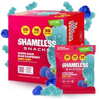 Super Sour Blue Raspberry - Keto & Vegan Gummies (6 Bags), 3g Net Carbs, 3g Sugar, Gluten-Free, 70 calories per bag, healthy ...