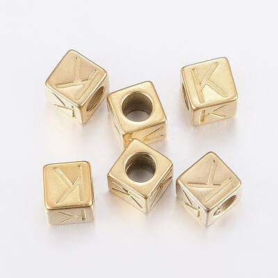 304 Stainless Steel Large Hole Letter European Beads