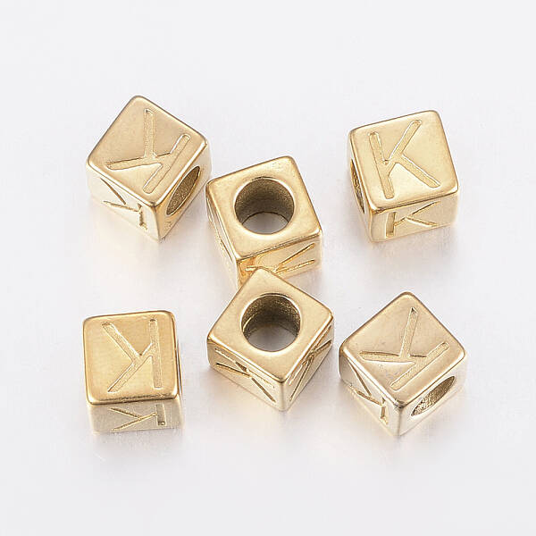 304 Stainless Steel Large Hole Letter European Beads
