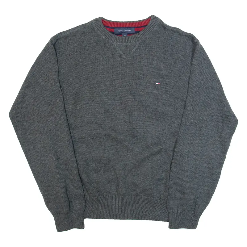 TOMMY HILFIGER Mens Jumper Grey Tight Knit L