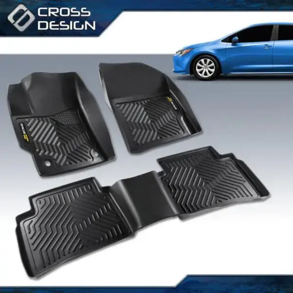 CROSSDESIGN 3PCS Floor Mats for 09-24 Toyota Corolla,3D Material Cargo Liners All-Weather Car Mats Anti-Slip Trunk Mat Access...