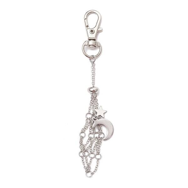 Moon Alloy Swivel Lobster Claw Clasps & Brass Cable Chains