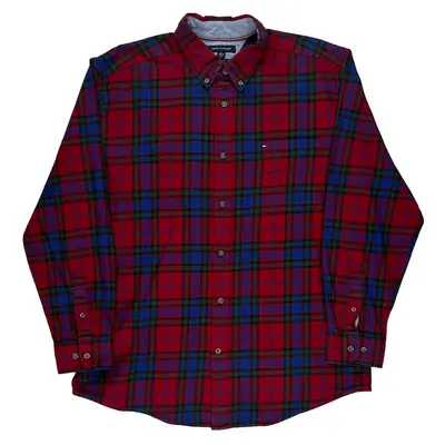 Tommy Hilfiger Checked Shirt - XL Red Cotton