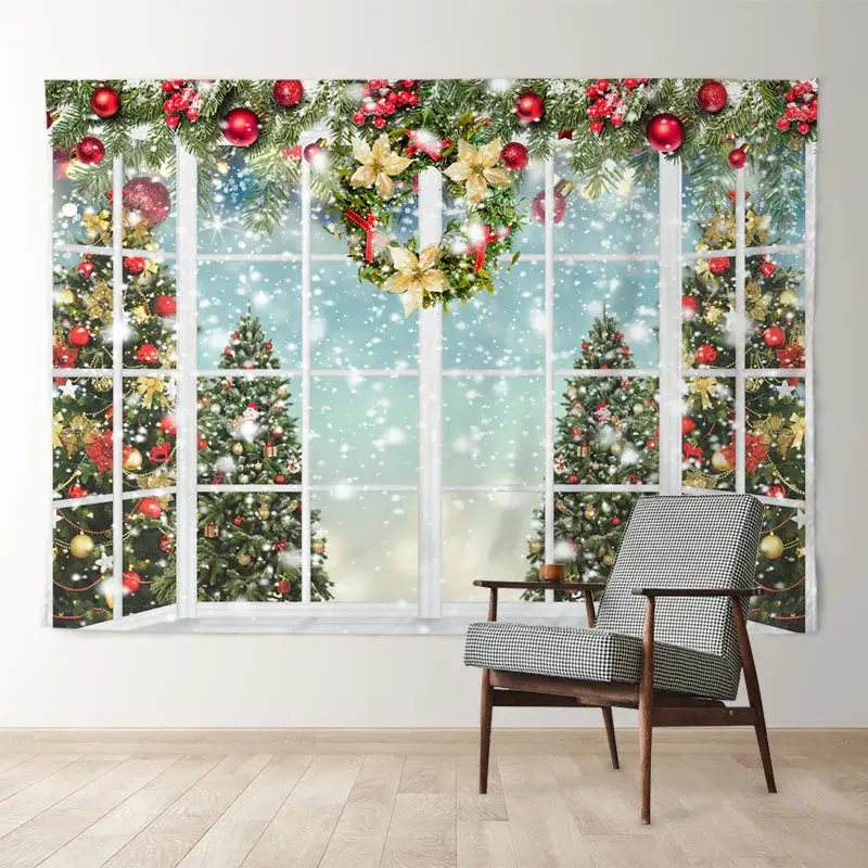 Aperturee Glitter Snowy Winter Holiday Christmas Backdrop