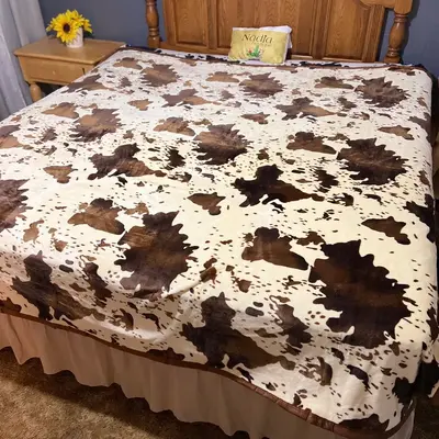 COW PRINT THROW BLANKET KING SIZE