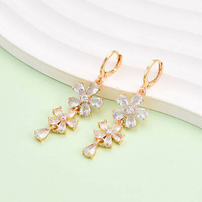 Brass Micro Pave Clear Cubic Zirconia Leverback Earrings