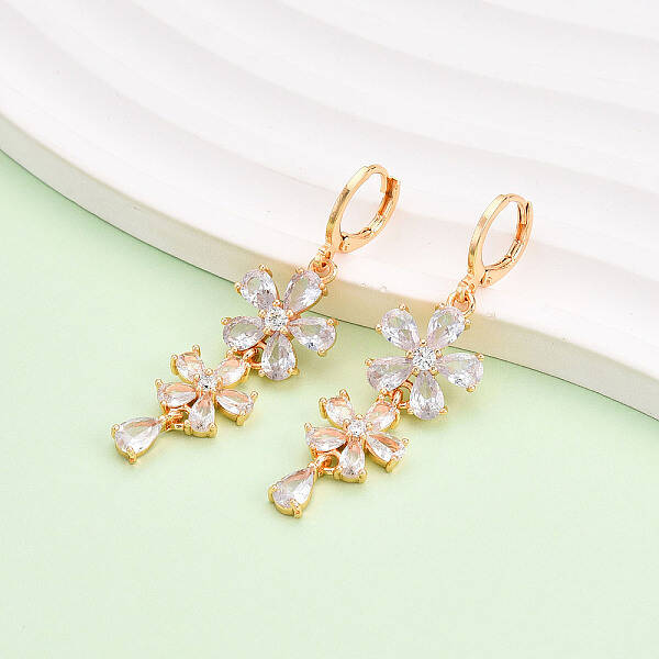 Brass Micro Pave Clear Cubic Zirconia Leverback Earrings