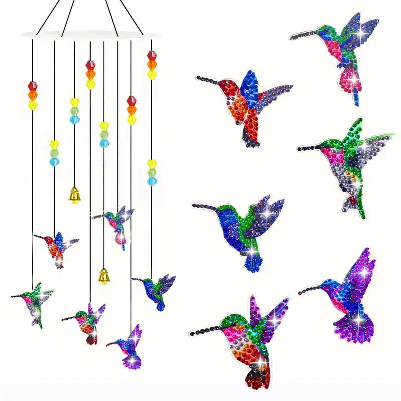 Artificial Diamond Art Painting Kit (6 Counts/set), Insect Shaped DIY Wind Chime Craft, DIY Decorative Art for Garden Door, W...