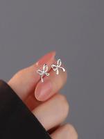 S925 Sterling Silver Bowknot Design Stud Earrings, Fine Studs,  Pretty Studs, Elegant Jewelry for Women for Party, Daily Clot...