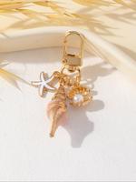 Shell & Starfish & Conch Design Keychain, Fashionable Keychain for Women & Men, Trendy All-match & Exquisite Keychain for Bir...