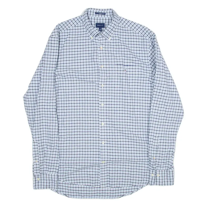 GANT Regular Mens Shirt Blue Check Long Sleeve L
