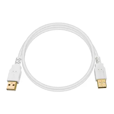 8610 Monoprice USB-A to USB-A 2.0 Cable 28/24AWG Gold Plated White 3ft