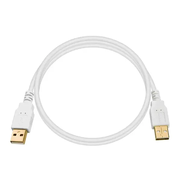 8610 Monoprice USB-A to USB-A 2.0 Cable 28/24AWG Gold Plated White 3ft