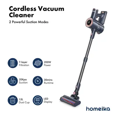 Homeika Cordless Vacuum Cleaner, 20Kpa Powerful Suction Pro Vacuum with LED Display, 8 in 1 Lightweight Stick Vacuum Cleaner ...