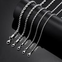 2/2.5/3/4/5/mm Rope Necklace for Men and Women, Silver Rope Chain for Boys and Girls