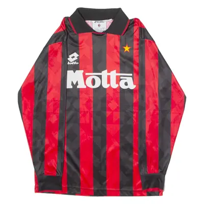 LOTTO AC Milan Retro 80's Remake Mens Football Shirt Jersey Red Collared S