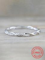 S925 Sterling Silver Ring, Twist Design Rhinestone Decorated Ring for Women As Gifts, Fashion Jewelry for Party, Daily Decor...