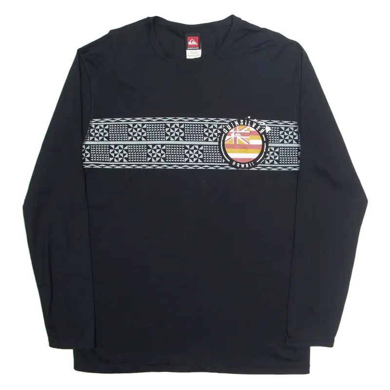 QUIKSILVER Hawaii Mens T-Shirt Black Long Sleeve L