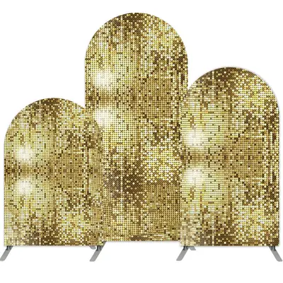Aperturee Gold Bokeh Glitter Double Sided Party Arch Backdrop Kit | Custom Arched Wall Covers | Chiara Arch Backdrop Diy | We...