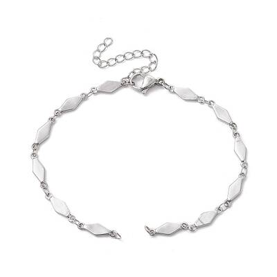 304 Stainless Steel Rhombus Link Chain Bracelet Making