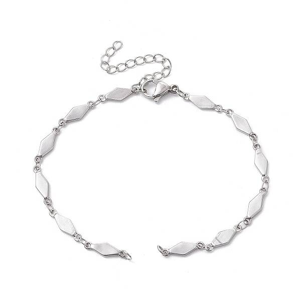 304 Stainless Steel Rhombus Link Chain Bracelet Making