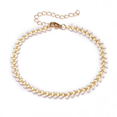 Brass Enamel Cobs Chain Anklets