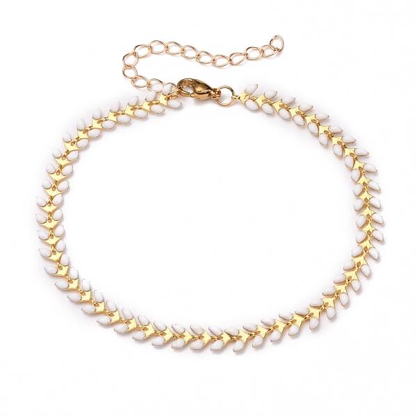 Brass Enamel Cobs Chain Anklets