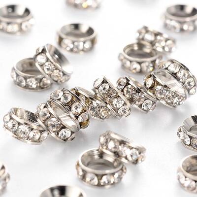 Brass Rhinestone Spacer Beads