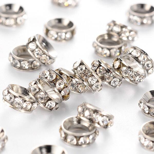 Brass Rhinestone Spacer Beads