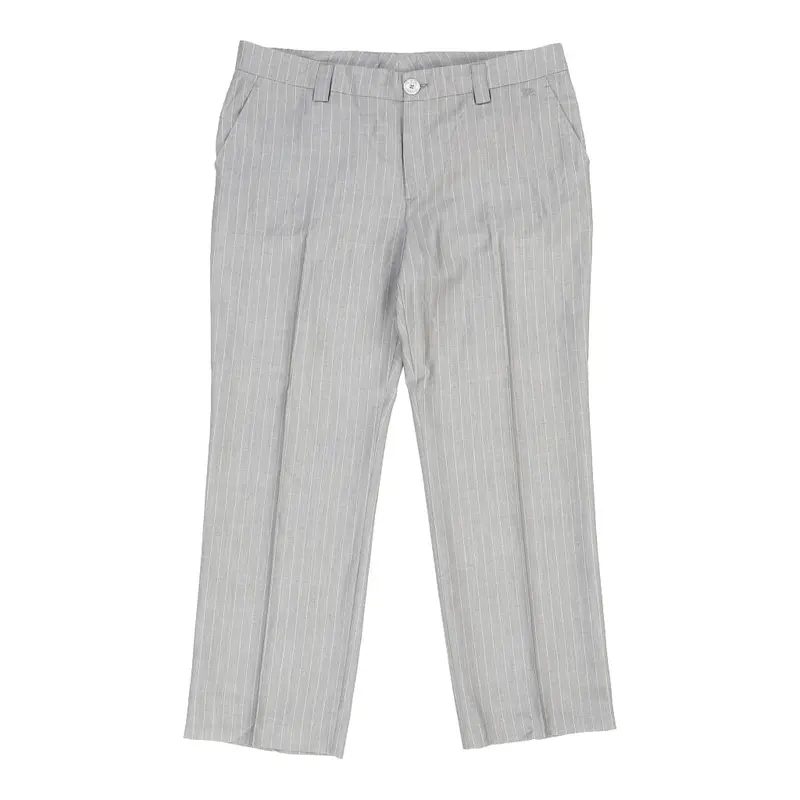 Burberry Pinstripe Trousers - 35W 28L Grey Wool Blend