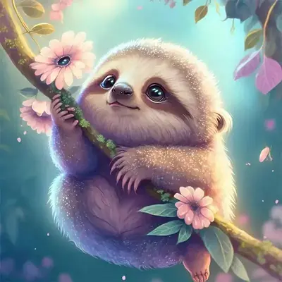 Cute Cartoon Sloth Pattern Diamond Painting Kit without Frame, DIY 5D Diamond Painting by Numbers Kit, Wall Art Decoration Fo...