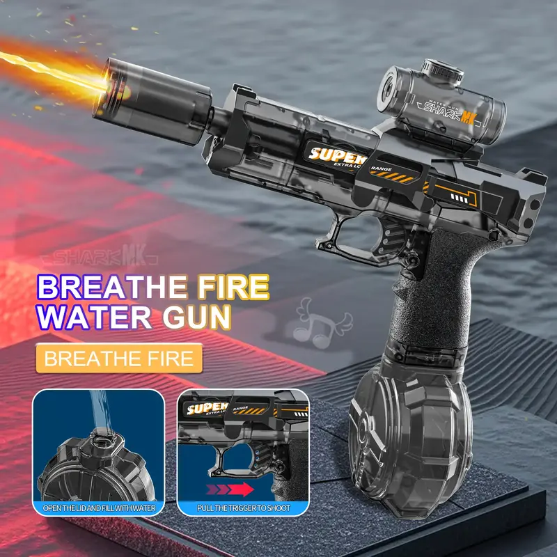 Automatic Water Blaster With LED Flame Effect, Electric Water Pistol for Kids/Aldults, Water Shooter for Summer, Outdoor,Part...