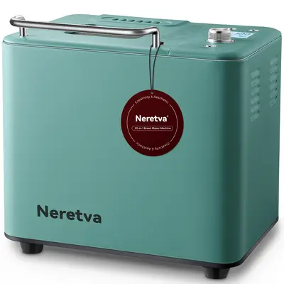 Neretva Bread Maker 20-IN-1, Dual Heater 2LB Bread Machine Stainless Steel Bread Maker Machine Nonstick Ceramic Pan Compact f...
