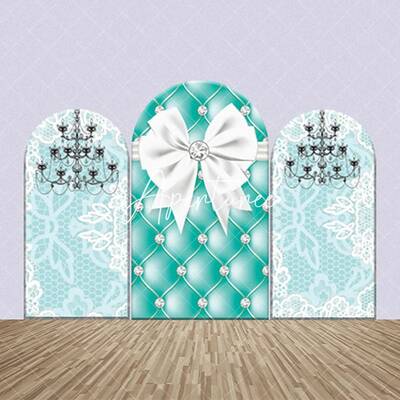 Tiffany Blue Lace Chandelier Party Arch Backdrop Kit - Aperturee