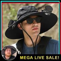 Kevin.finds solar fan hat Outdoor Wide-brimmed Sun Hat with Solar Fan, Unisex Fishing Solar Fan Hat, Fisherman's Hat with Bui...