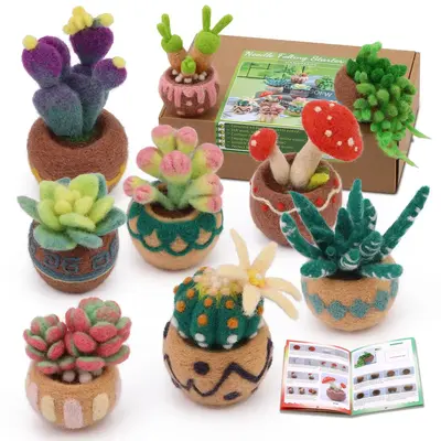 DIY Felt Craft Kit, Cactus & Succulent Design Felt Craft Kit, DIY Craft Kit for Beginners, DIY Supplies for Home Decor