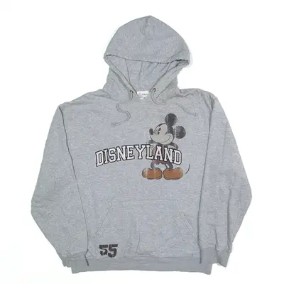 DISNEY Mickey Mouse Hoodie Grey Pullover Mens S
