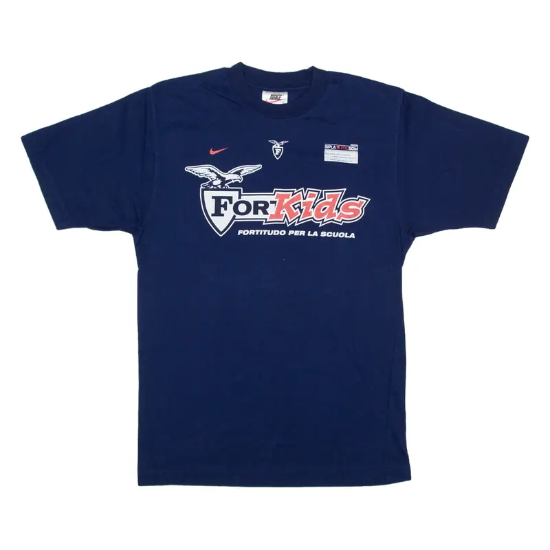 NIKE For Kids T-Shirt Blue 90s Short Sleeve Mens XS