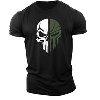 Skull Men's Gothic T-Shirts Summer Short Sleeve 3D Print Street Gym Sportswear Tops Loose Casual Man Tees