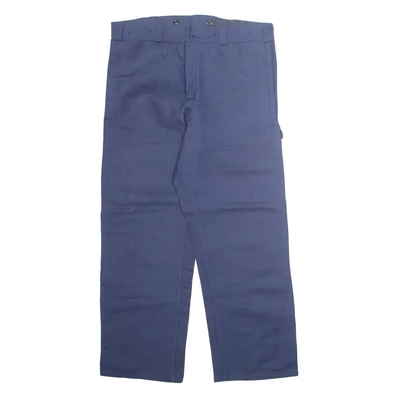 Workwear Mens Trousers Blue Loose Straight W38 L28