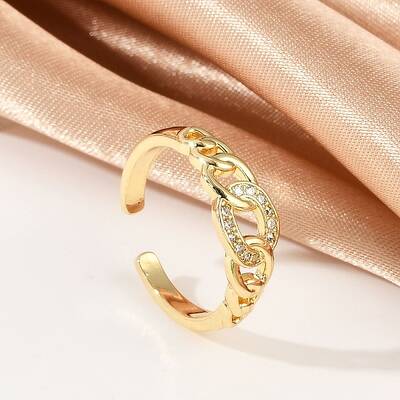 Brass Micro Pave Clear Cubic Zirconia Open Cuff Rings